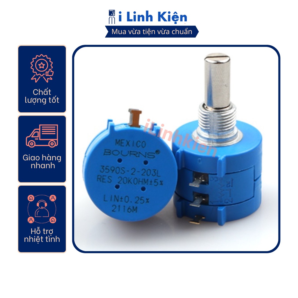Chiết áp đơn 20k 3590s-2-203l 2w xoay nhiều vòng