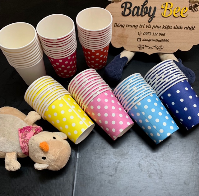 Set 10 cốc giấy chấm bi