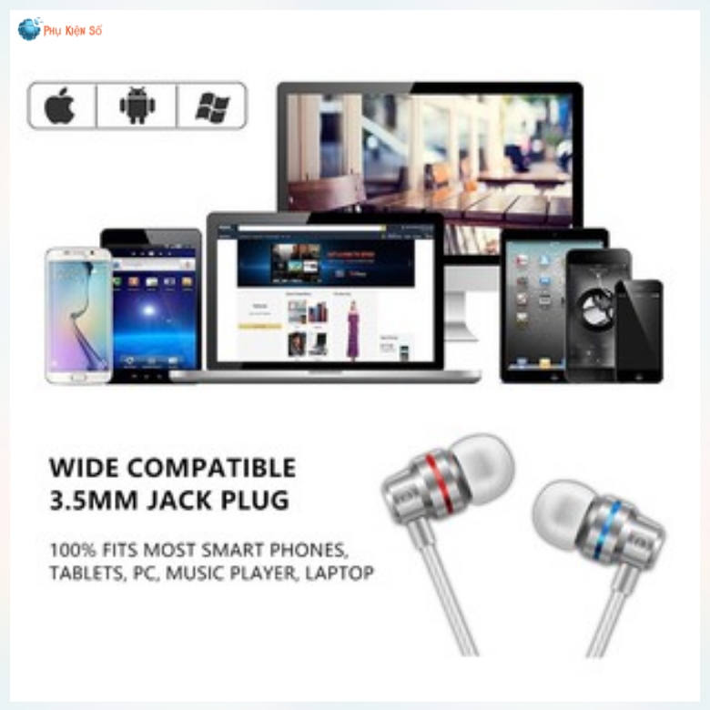 Tai Nghe Có Dây Nhét Tai Chống Ồn Có Mic cho các máy có jack cắm tròn 3.5