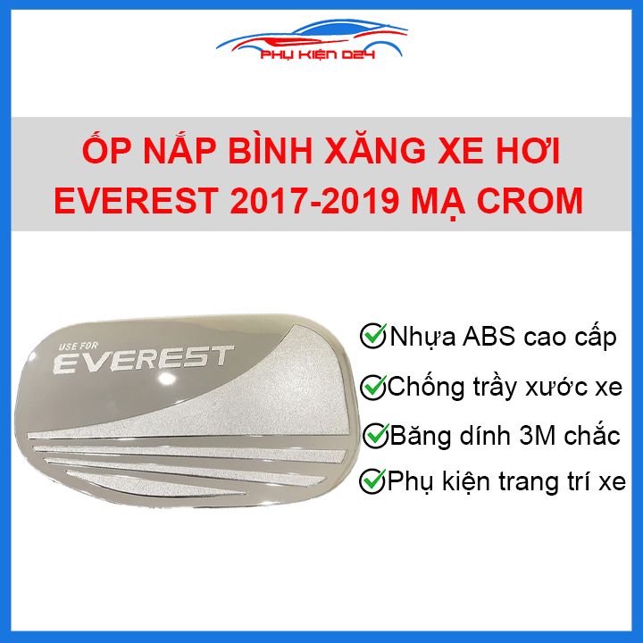 Ốp nắp bình xăng ô tô xe Ford Everest 2017-2019 mạ crom, nhựa ABS cao cấp, chống trầy xước, trang trí xe hơi cực đẹp