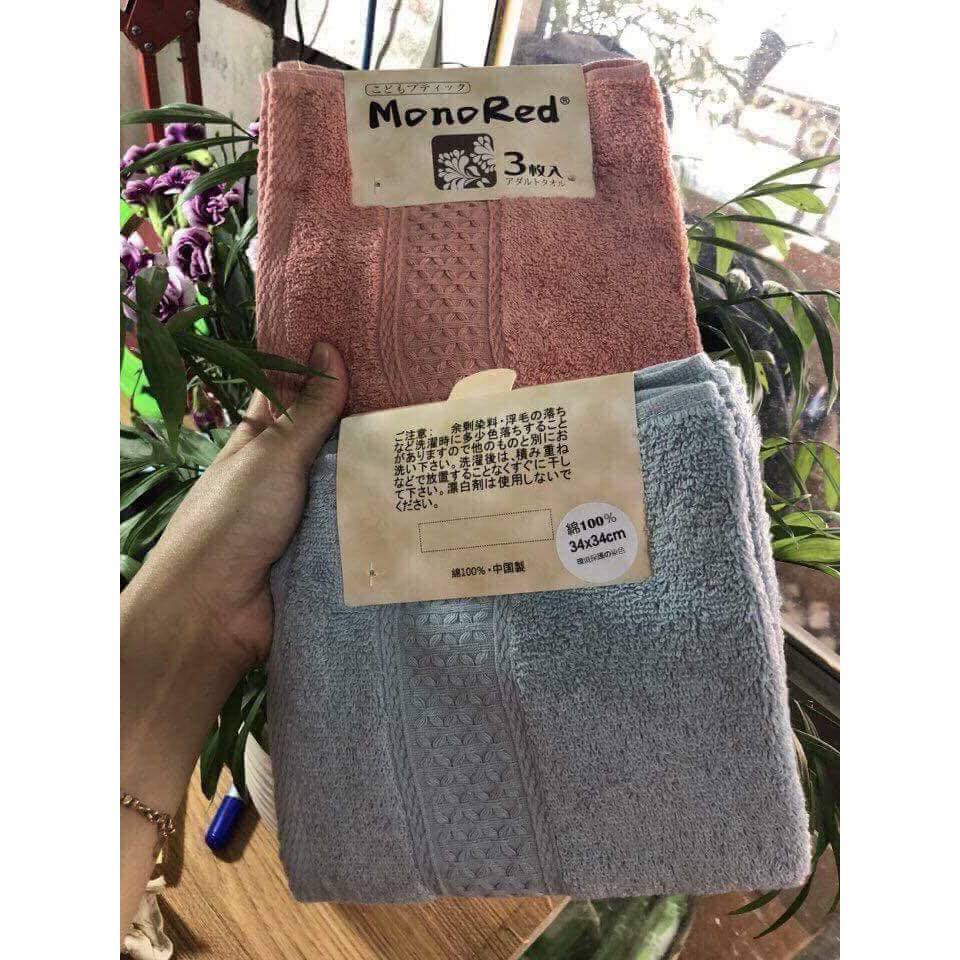 Set 3 khăn mặt coton Nhật Bản SIêu mềm (giao màu ngẫu nhiên)