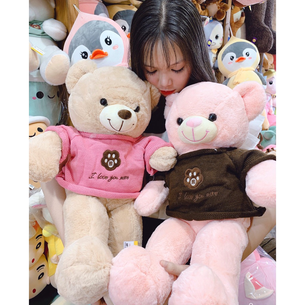 Gấu bông teddy áo len Iloveu 4 màu kích thước 50cm Xưởng gấu bông Việt Nam