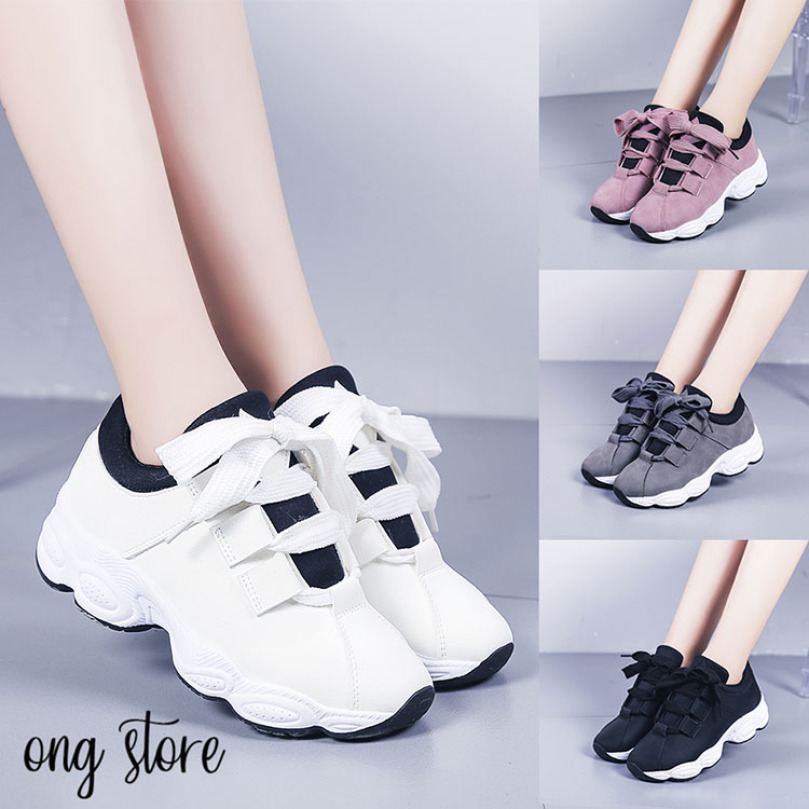 Giày thể thao nữ đế sóng phong cách Hàn Quốc (dây to) giá rẻ
