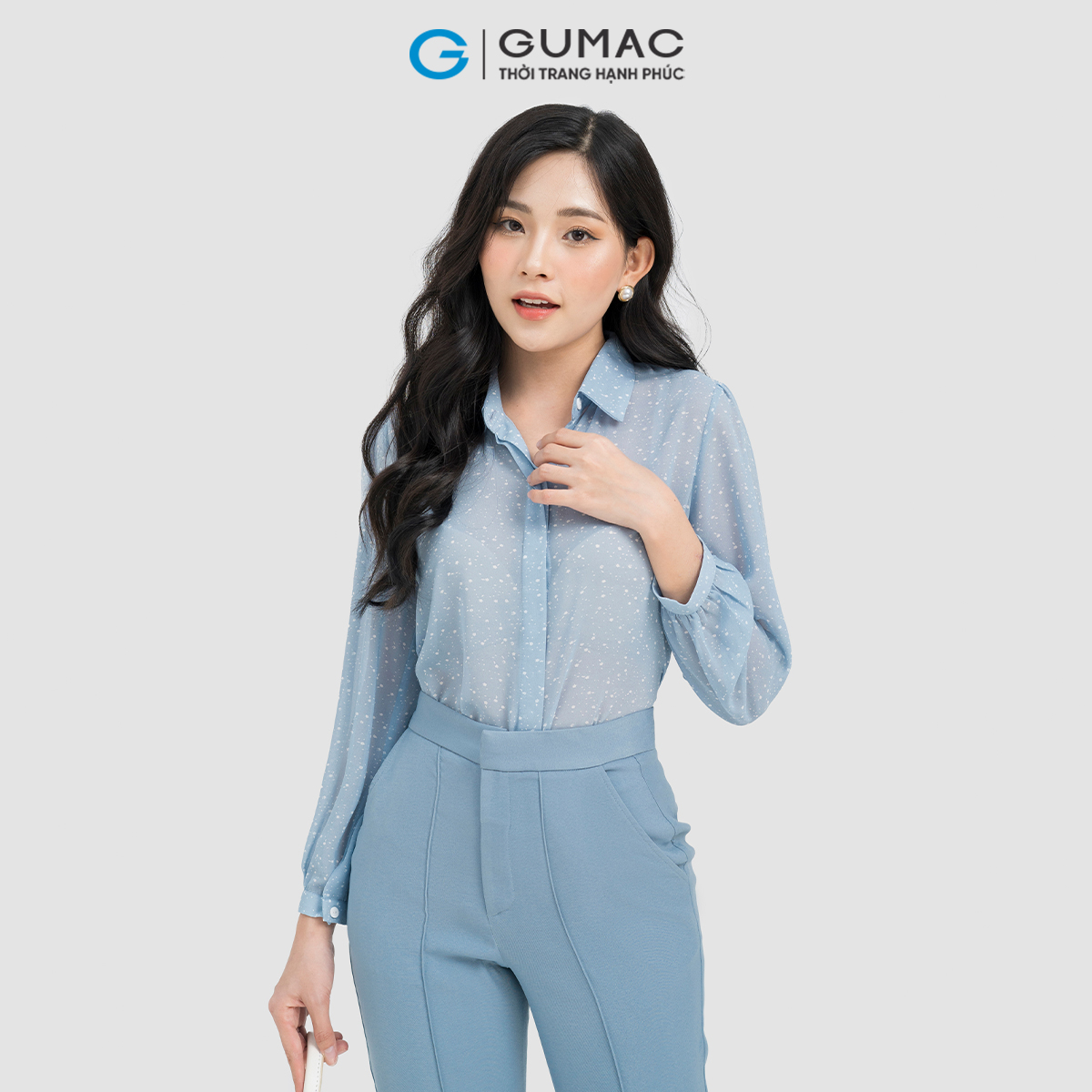 [CHỈ 4-6.4 | TẶNG ÁO THUN ĐƠN 799K] Áo sơ mi tay nhún GUMAC AD04002