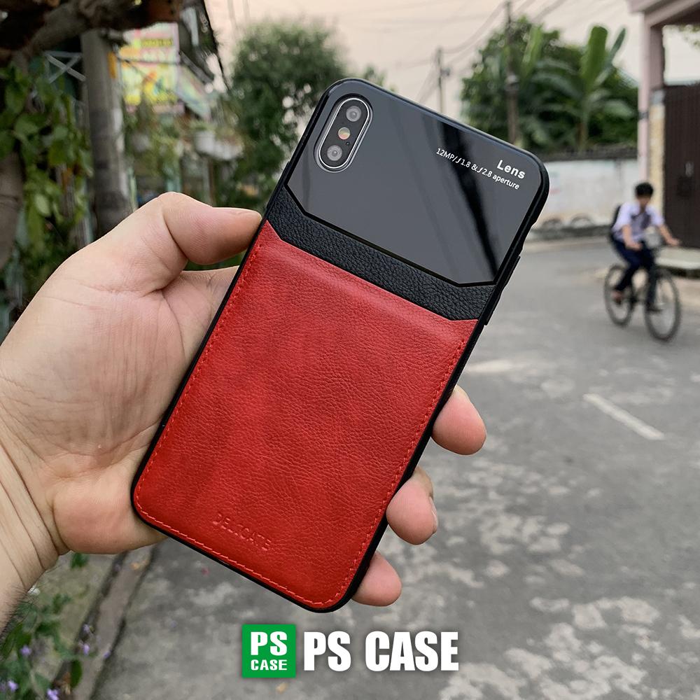 Ốp lưng da kính cao cấp dành cho iPhone X / iPhone XS - Màu đỏ - PS Case Phân Phối