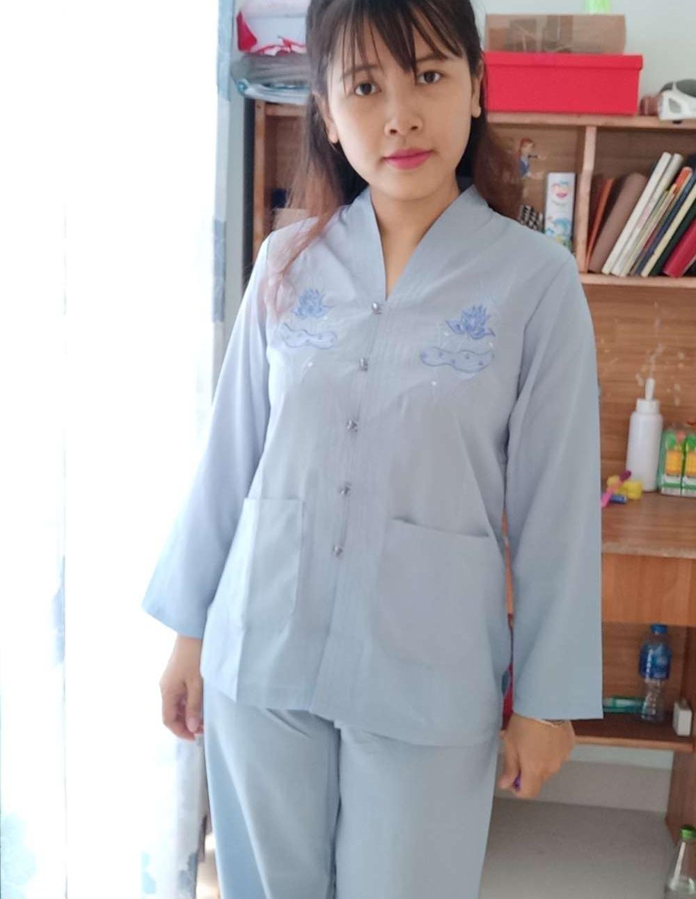 [HCM]Đồ lam đi chùa mẫu bà lai chất vải silk
