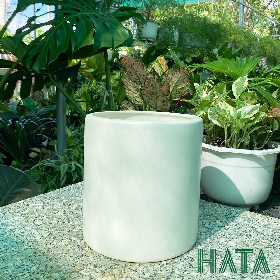 Chậu gốm sứ trụ 18 trắng và đen. Hatagarden
