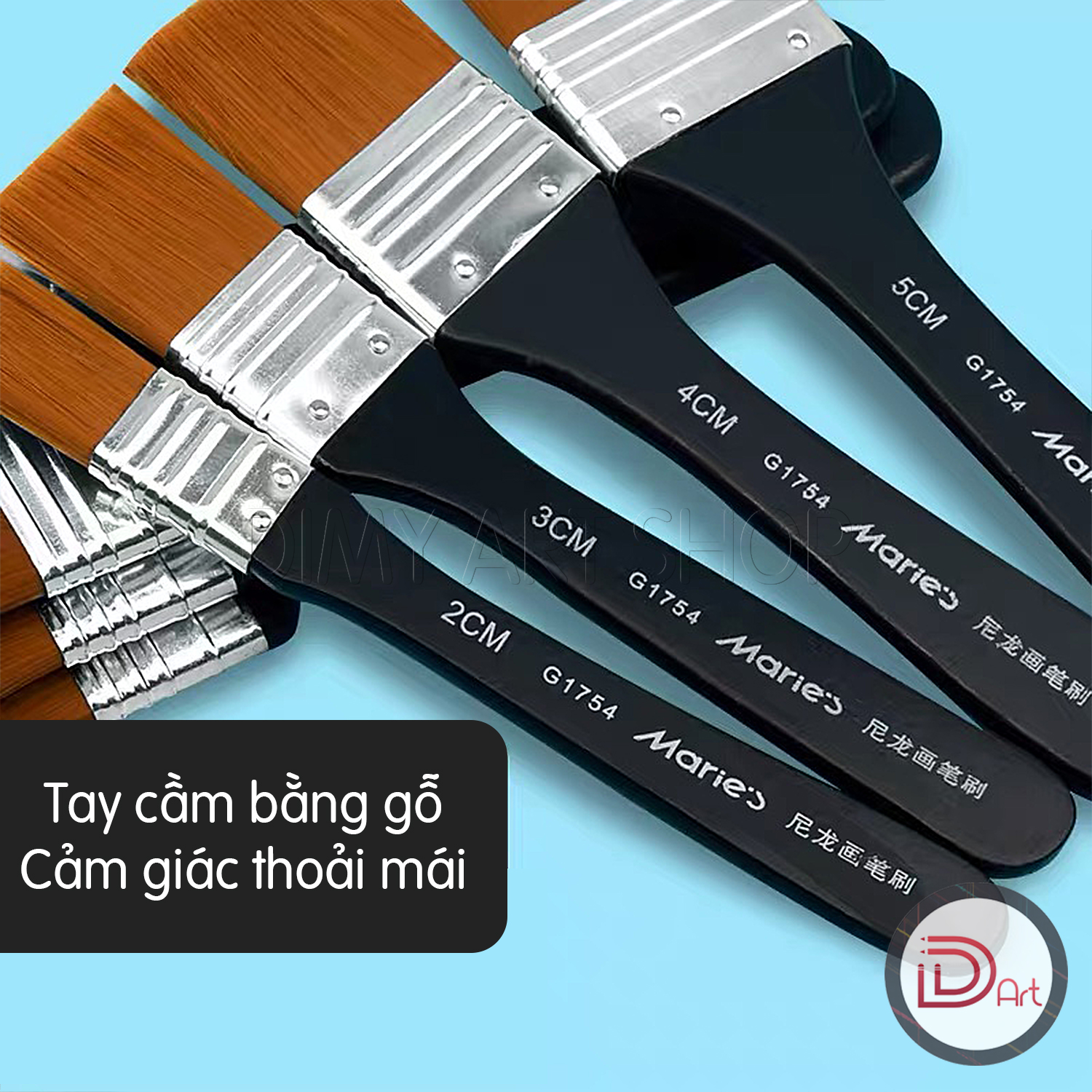 [DIMY ART] Chổi vẽ/panh xô Marie's Nylon, cán đen cao cấp