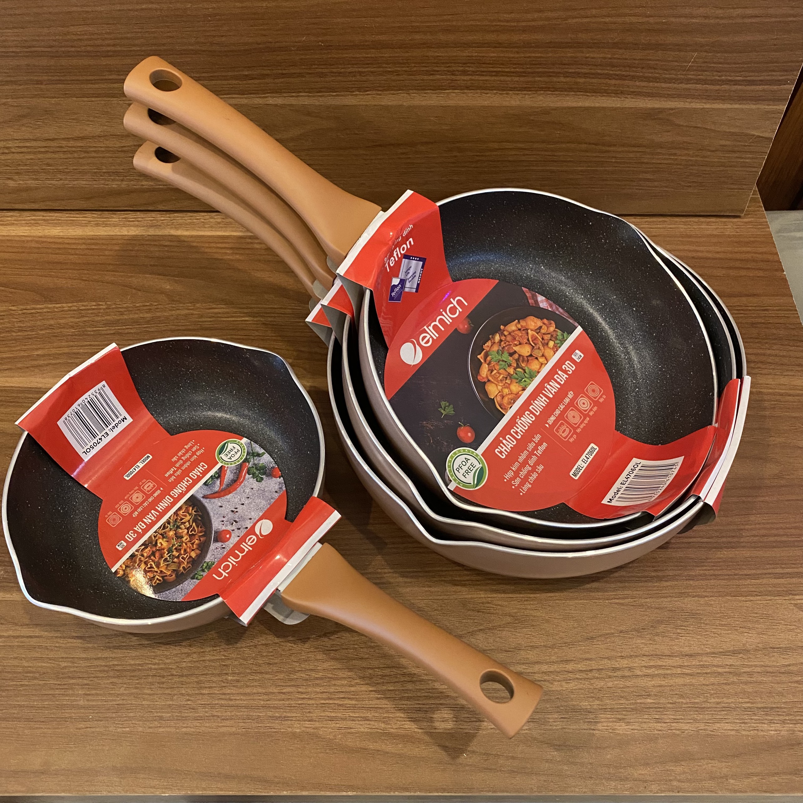 Chảo chống dính vân đá 3D ( Size 20, 24, 26, 28cm)