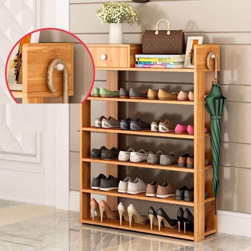 Kệ giày gỗ 5 tầng có ngăn kéo loại tốt, chắc chắn, bền đẹp