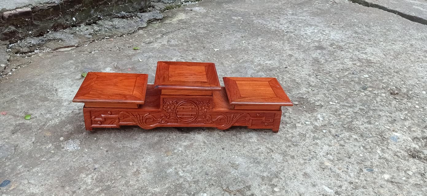 tam sơn đế bát hương gỗ hương lào kích thước mặt 14 dài 48 cm cao 15 cm