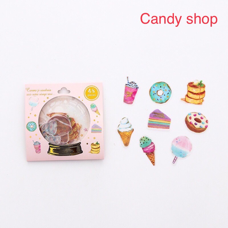 Gói sticker 48 miếng thiết kế hình quả cầu pha lê