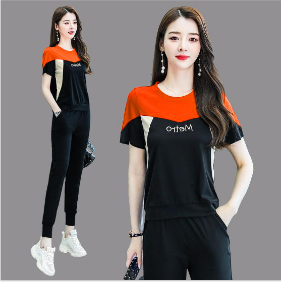 BỘ THUN THỂ THAO PHỐI MÀU CHỮ METRO