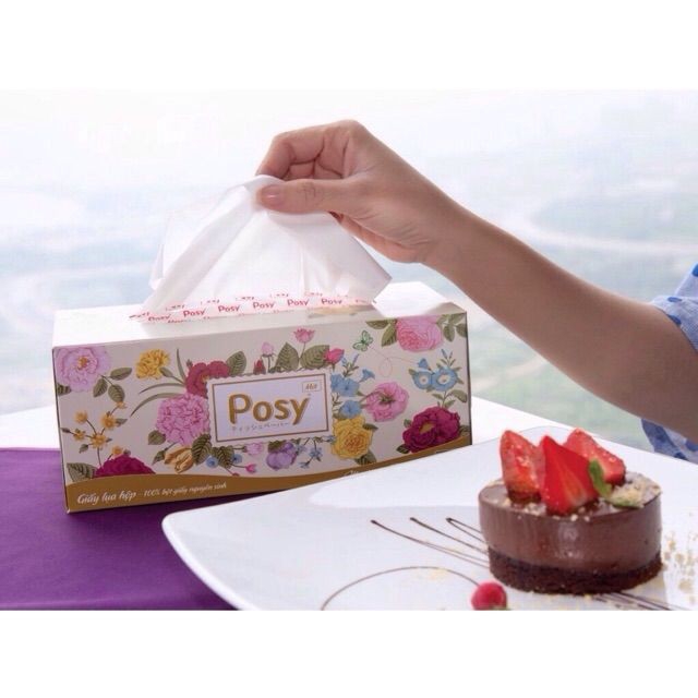 Giấy ăn lụa Posy hộp 180 tờ x 2 lớp