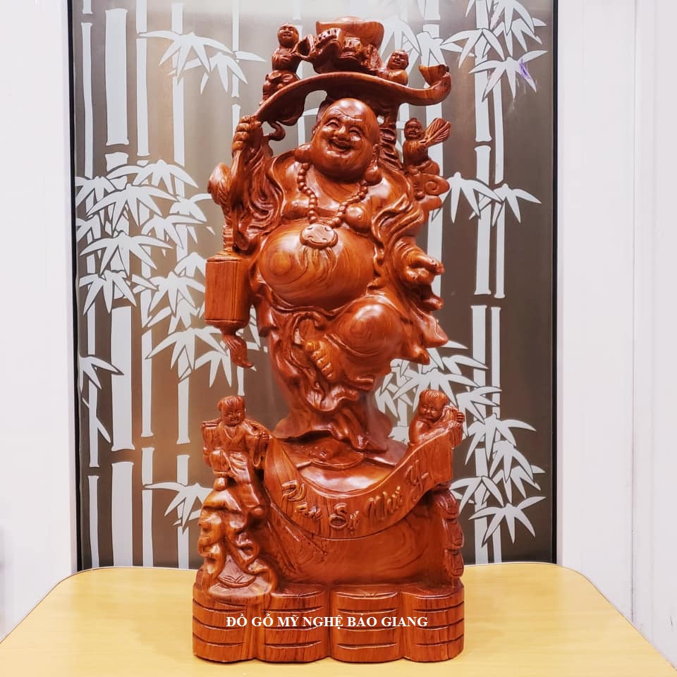 Tượng phật di lặc gỗ hương mang lại tài lộc may mắn bình an cao 60 cm