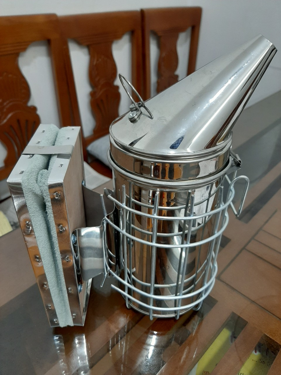 Bình khói chống ong đốt inox da xù | mật ong manbu