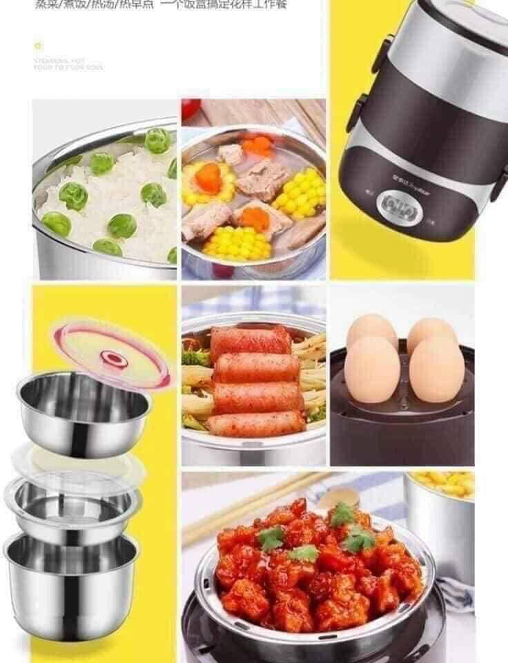 CẶP LỒNG Ủ CƠM INOX 3 TẦNG GIỮ NHIỆT _ CẮM ĐIỆN