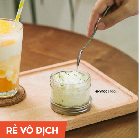 Hũ thuỷ tinh nắp nhôm vặn 100ml làm sữa chua caramen, hũ thuỷ tinh đựng gia vị, hũ thuỷ tinh gia dụng nhà bếp đa năng
