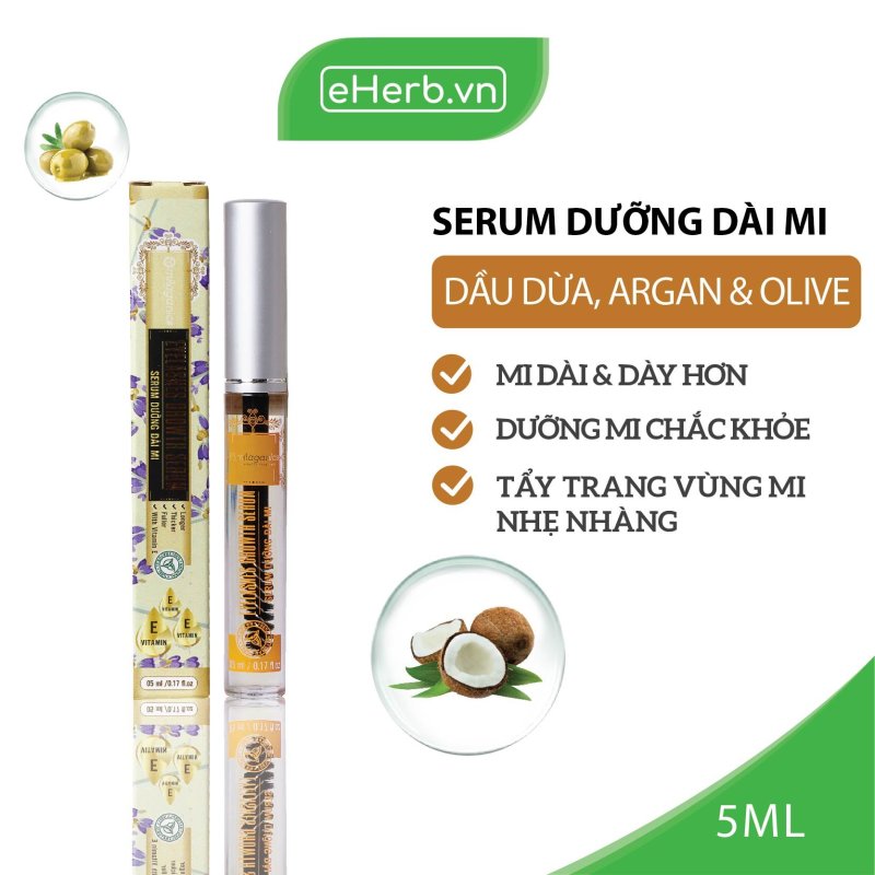 Serum Dưỡng Dài Mi Từ Dầu Nguyên Chất (Dừa, Olive, Argan) MILAGANICS 5ml (Tuýp)