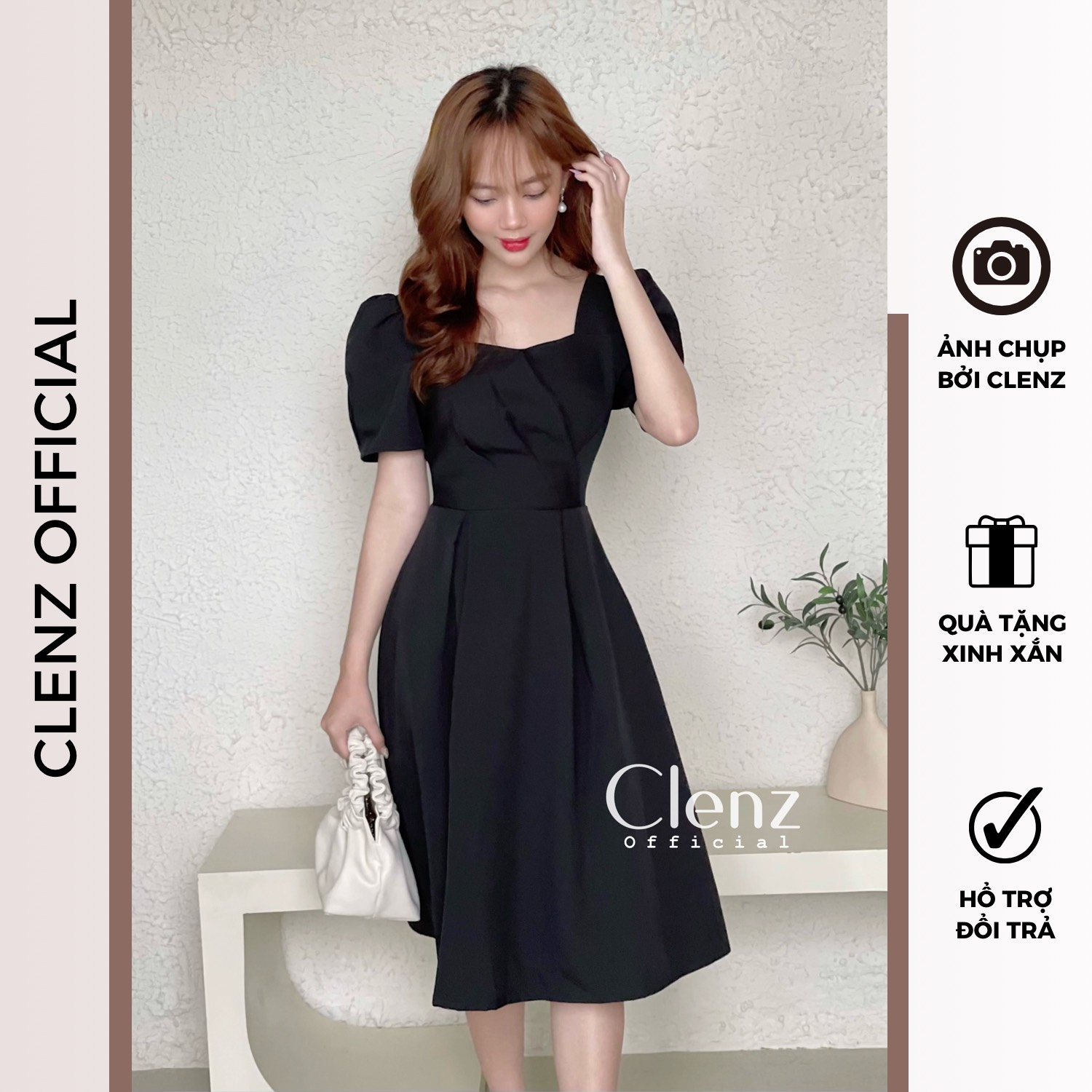 [ Clenz - Váy thiết kế cao cấp ] Đầm đen dáng dài dự tiệc dạo phố D09