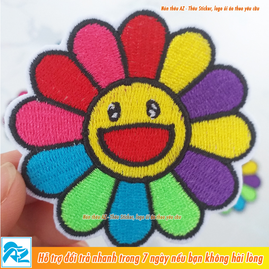 Sticker ủi thêu hình hoa mặt trời kaikai kiki - Patch ủi quần áo balo S34