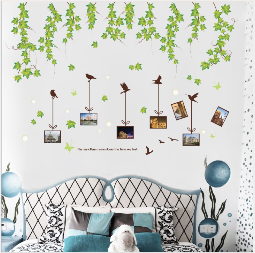 [HCM]Decal giấy dán tường lá cây và khung ảnh WD21