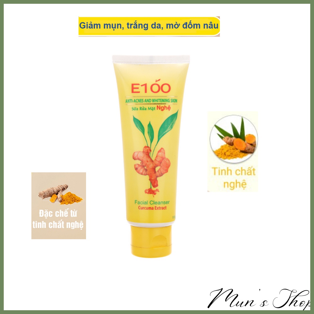 Sửa rửa mặt nghệ 100g - sữa rửa mặt e100 nghệ - srm facial cleanser curcuma extract