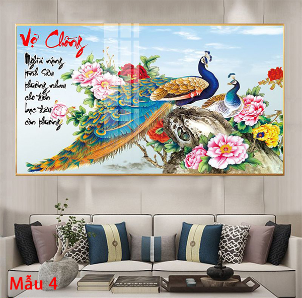 Tranh Laminate Tráng Gương - Tranh Treo Tường Chữ Thư Pháp Vợ Chồng