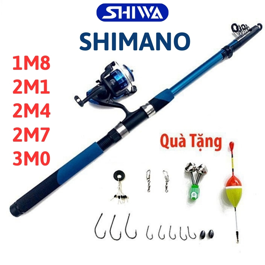 Bộ Cần Câu Máy Đứng Shimano Giá Rẻ - Cần Câu Cá Rút Gọn Đủ Size 1M8/2M1/2M4/2M7/3M Phù Hợp Câu Sông, Câu Ngâm Câu Lance - SHIWA