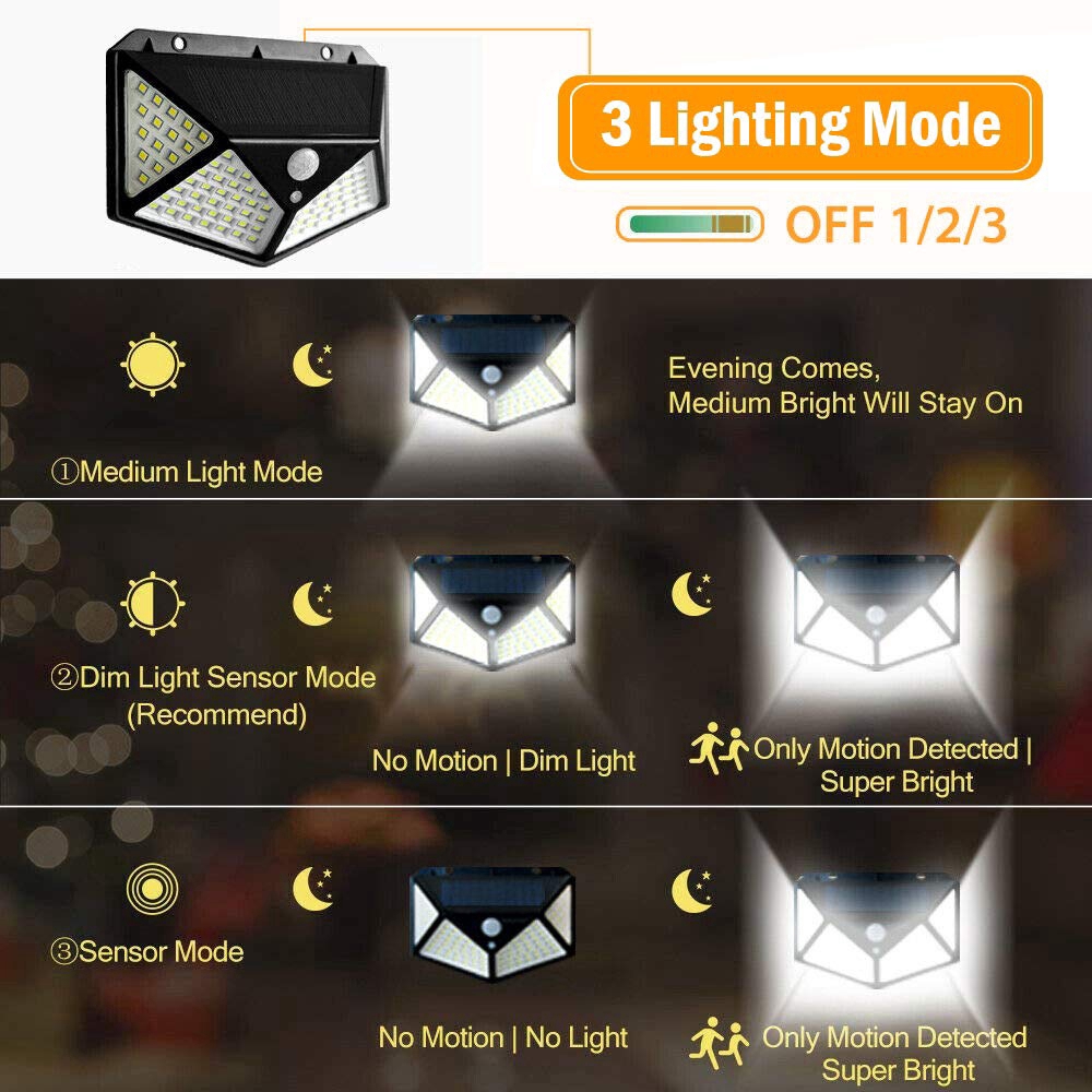 Đèn năng lượng mặt trời 100 LED - 3 chế độ sáng