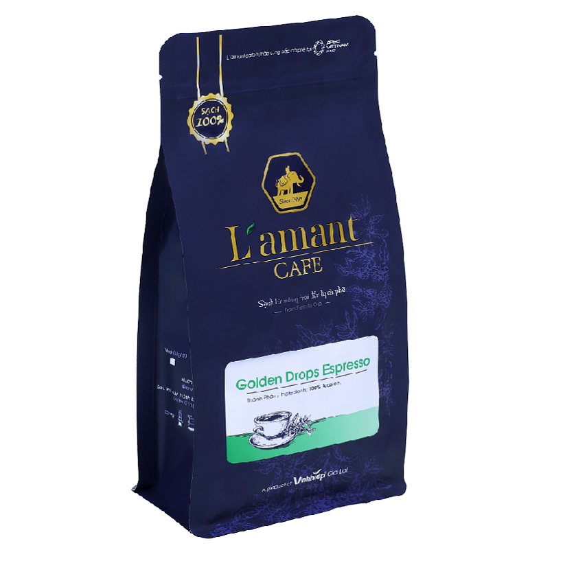 Cà Phê Hạt Rang L’amant Golden Drop Espresso – 100% Arabica – Hậu Vị Ngọt, Vị Chua Thanh – Gói 250g
