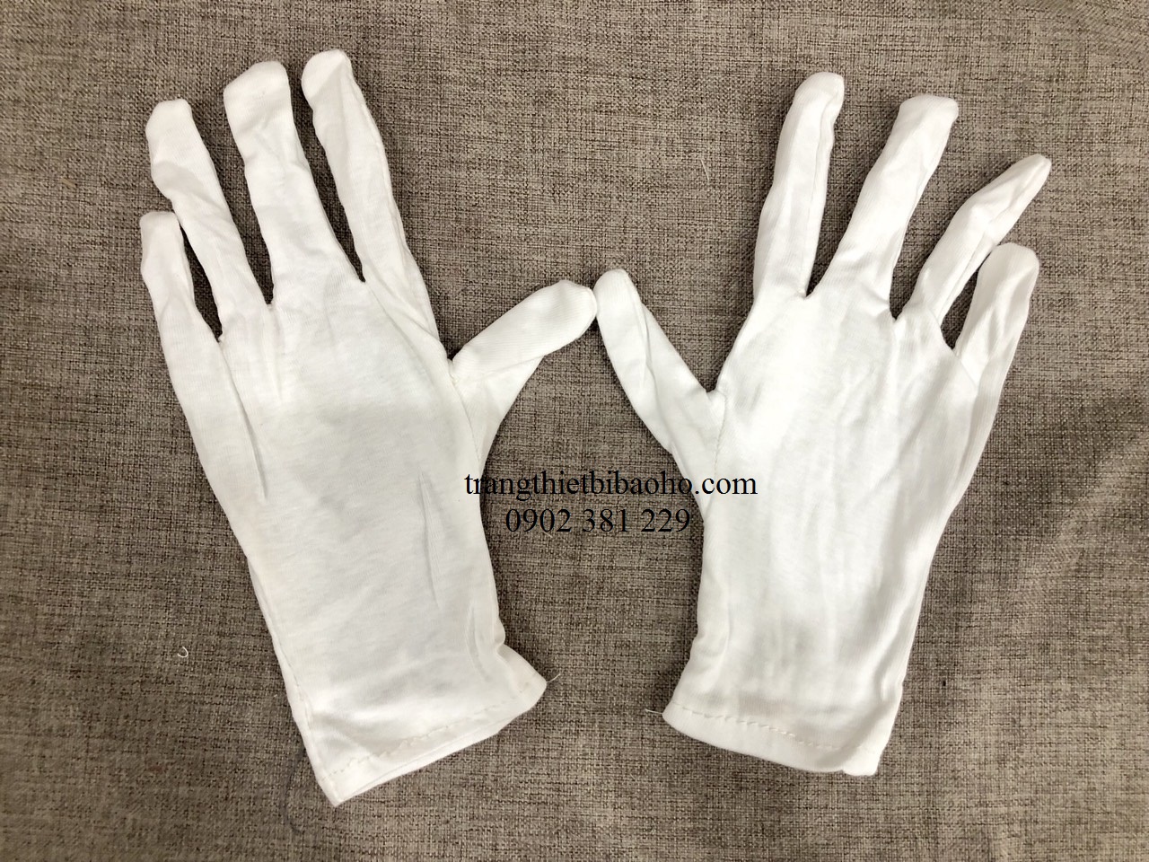 Găng tay vải cotton poly trắng (10 đôi)