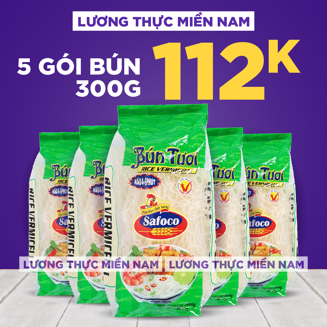 [Siêu Rẻ] 5 Gói Bún Tươi Safoco 300G