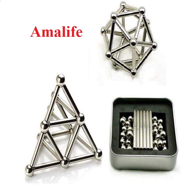 Bộ Bi Nam Châm Xếp Hình, Bộ Đồ Chơi Xếp Hình Thông Minh Nam Châm, Thanh Bi Buckyball - Hàng Chính Hãng Amalife