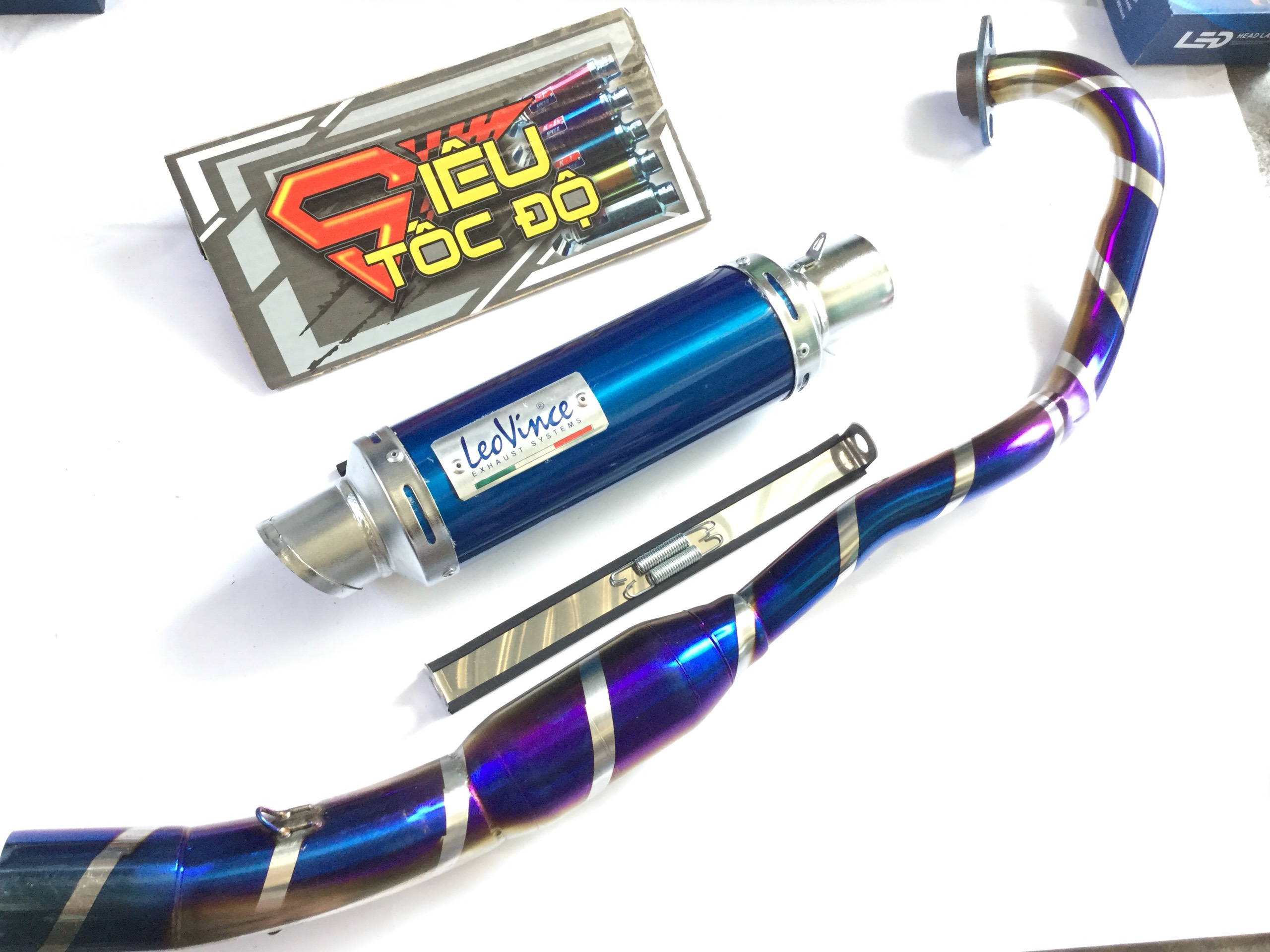 Pô Leovince xanh full cổ Cổ bầu hơi titan gắn Exciter 135/150 = Winer + Satria + Raider + Sonic, Sản Phẩm Chất Lượng, Gian Hàng Uy Tín, Giá Cả Cực Tốt, Mua Ngay.