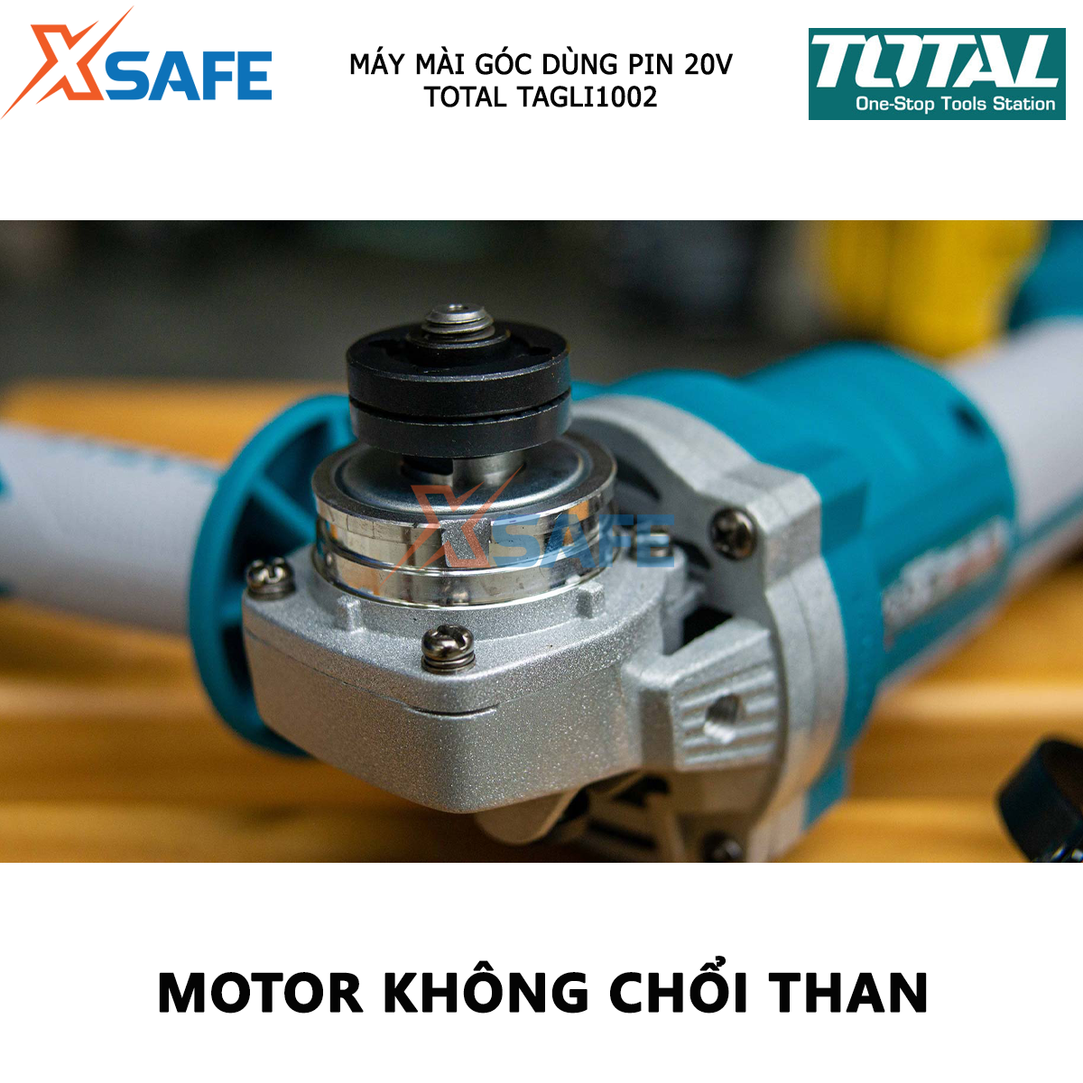 Máy mài góc dùng pin TOTAL TAGLI1002 máy cắt vật liệu xây dựng cầm tay không chổi than, dùng pin 20V có tốc độ không tải:9000/min hiệu suất caotại
