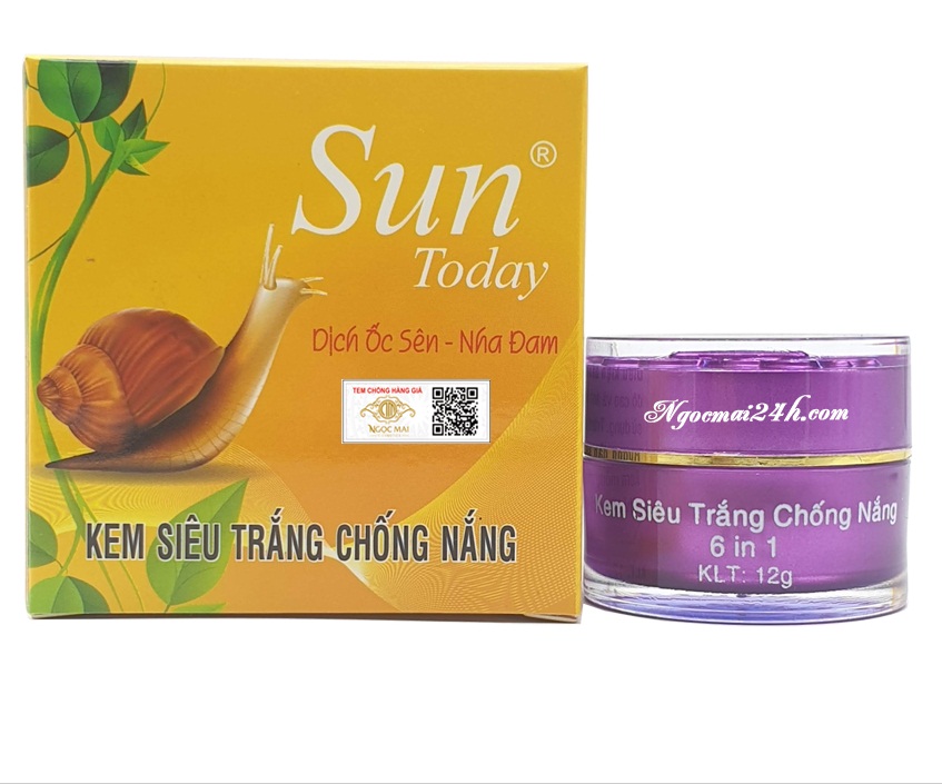 Kem siêu trắng, chống nắng SPF50+++ 6 in 1 Mỹ Phẩm SUN TODAY  (12g)
