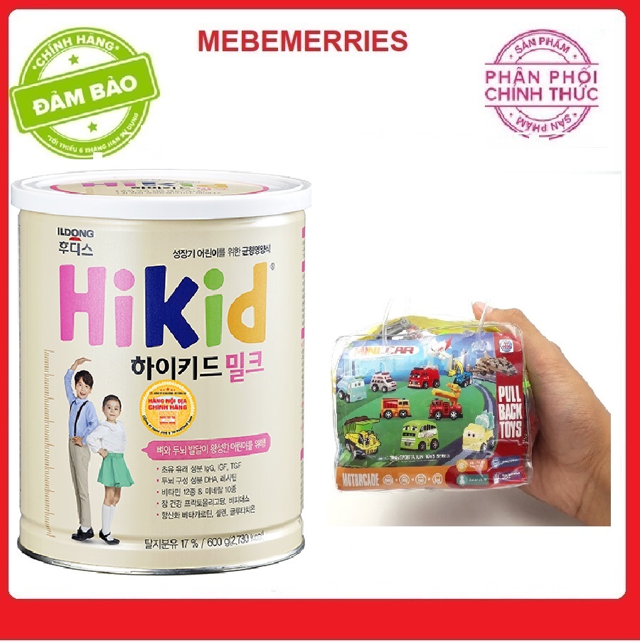 Sữa Hikid - Hàn Quốc vị vani (600g)+ bộ 12 xe