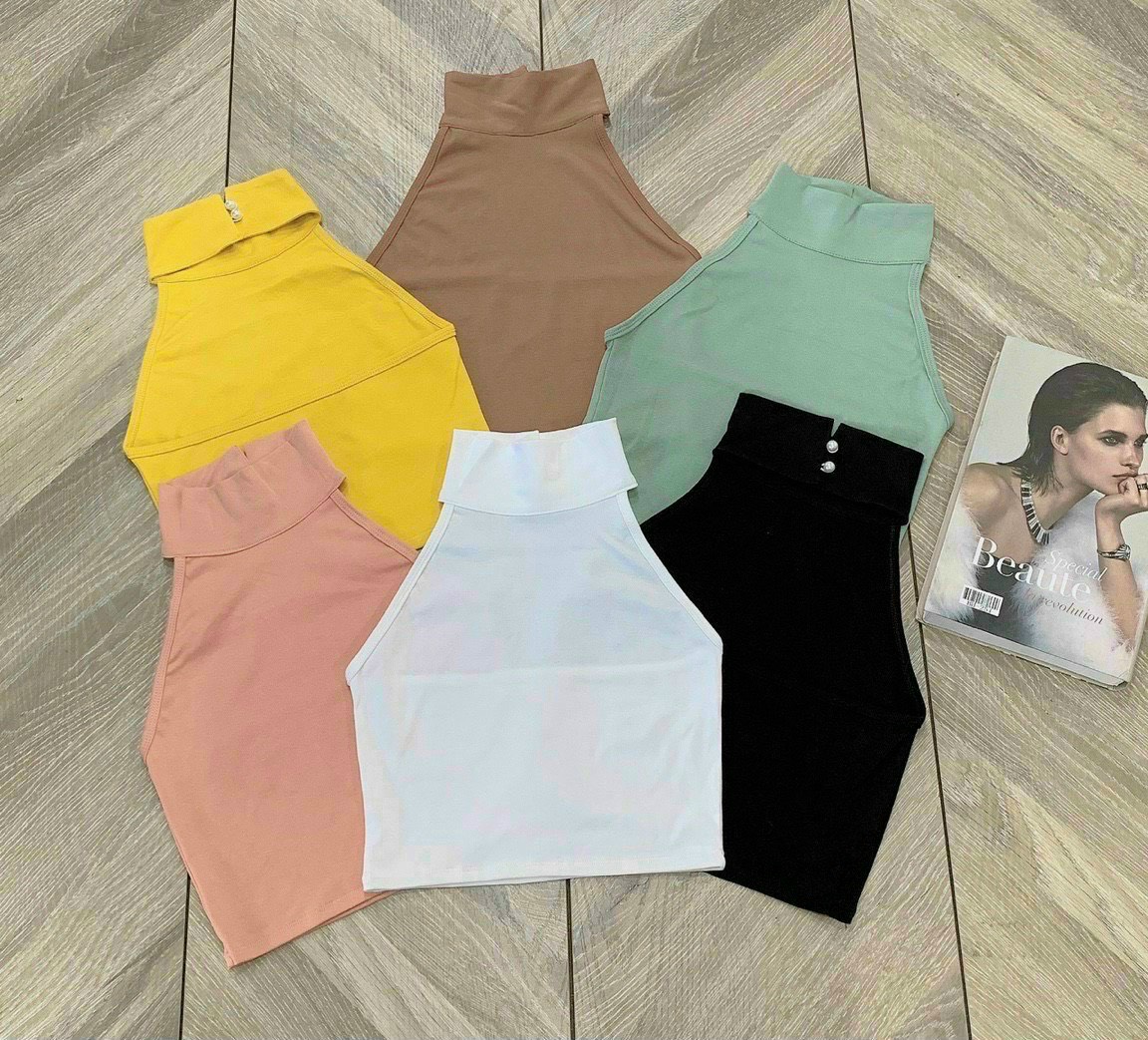 Áo croptop yếm cổ lọ  A5062