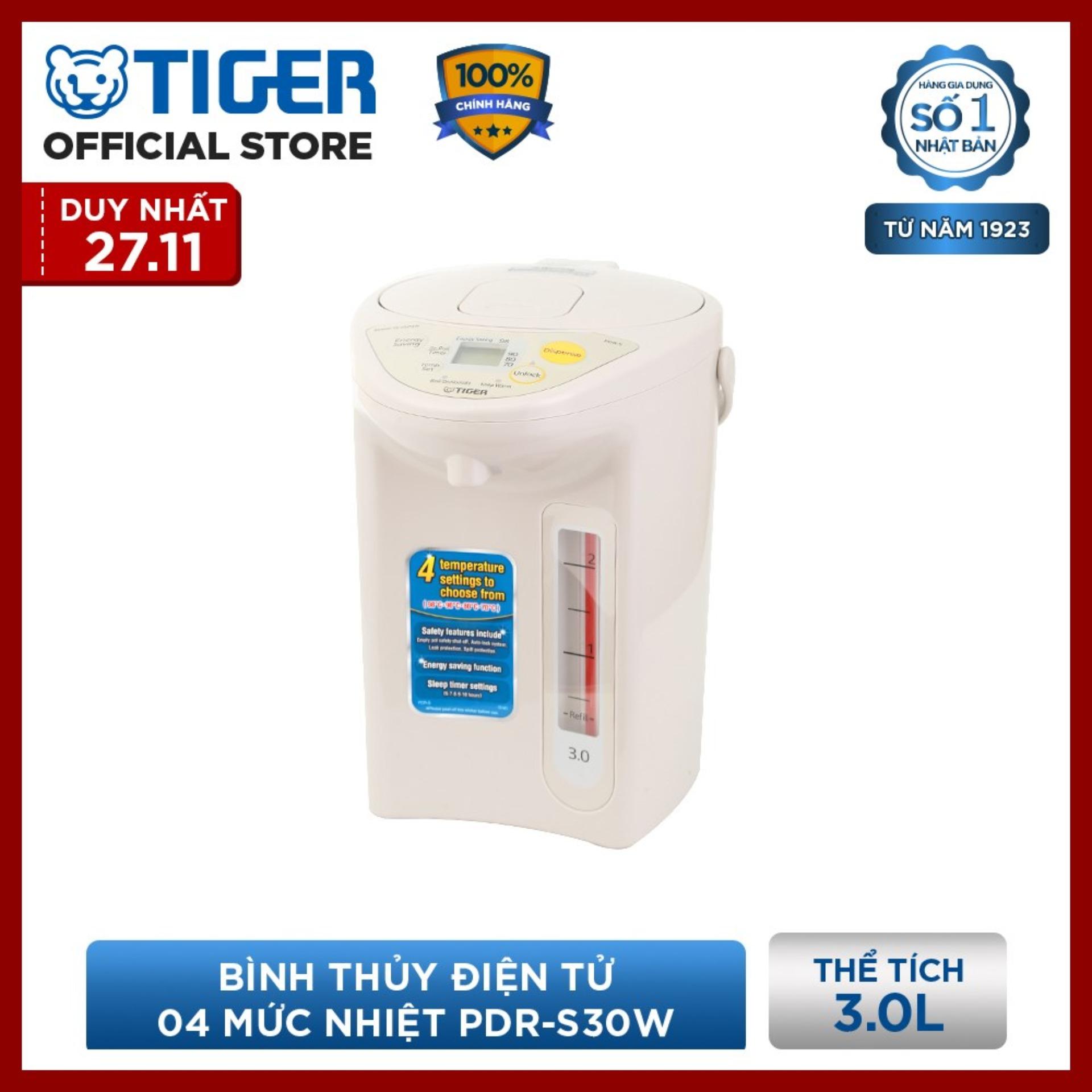 Bình thủy điện tử 4 mức nhiệt Tiger PDR-S30W (3 lít)