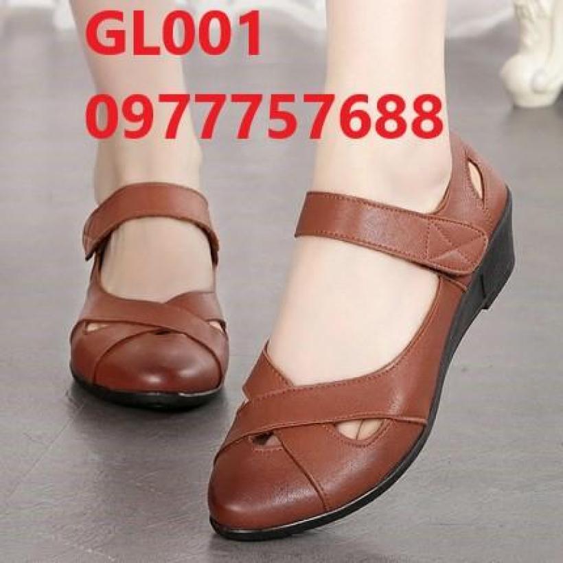 Giày thấp cho mẹ giày đen bệt mũi nhọn trung niên êm chân GL001 giá rẻ
