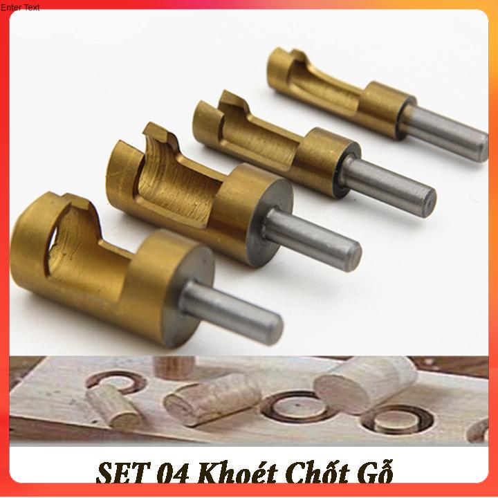 Bộ 4 Mũi Khoan Khoét Lấy Chốt Gỗ Làm Mộc