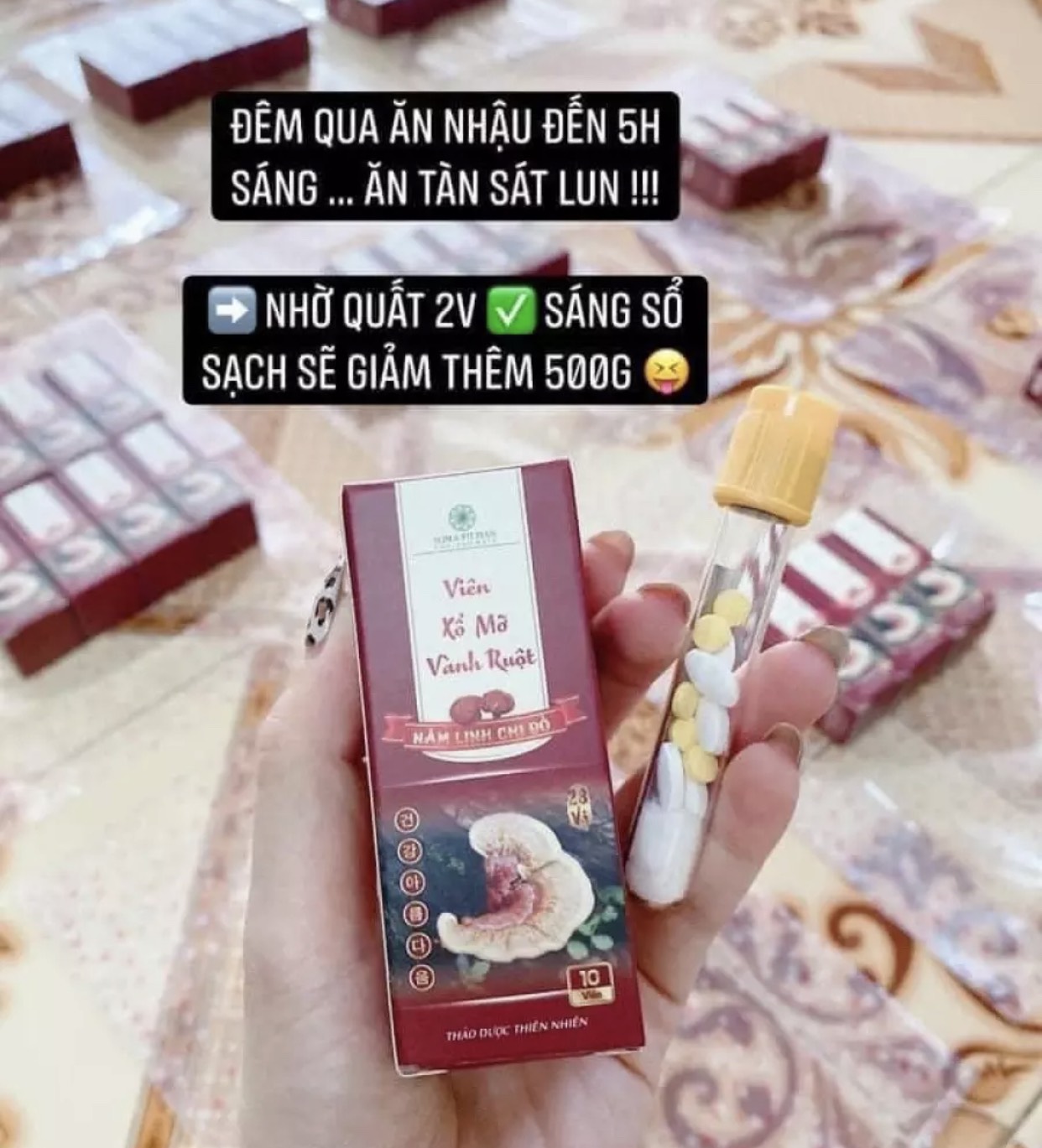Combo 3 hộp xỗ mỡ vành ruột linh chi đỏ giảm mỡ bụng