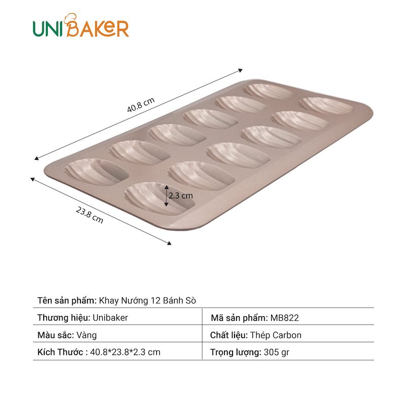 Khuôn bánh sò Unibaker 12 lỗ