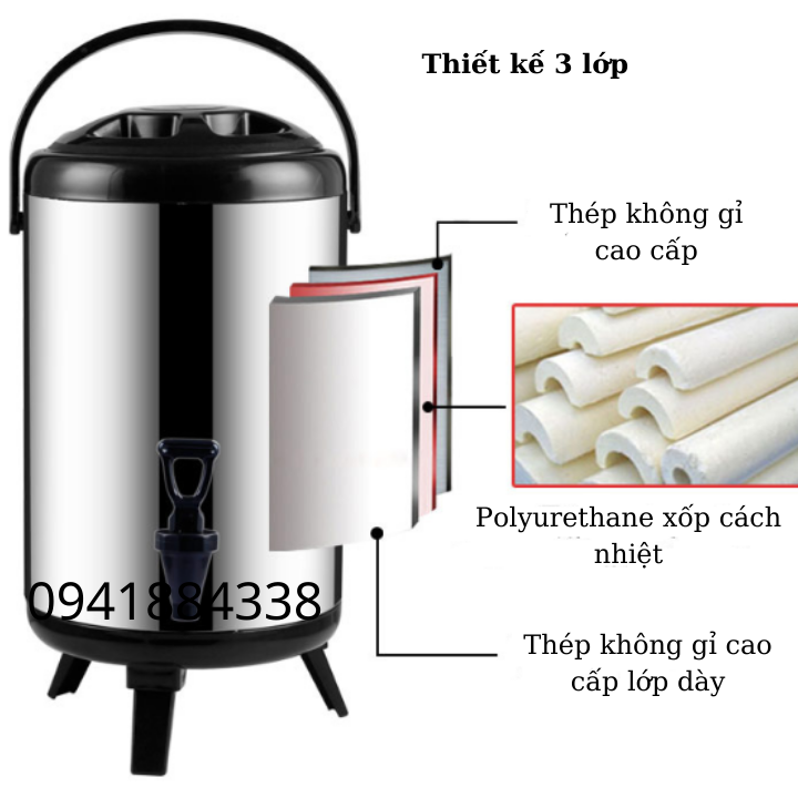 Bình Ủ Trà 6l 3 Lớp Giữ Nhiệt