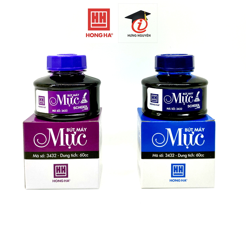 Mực bút máy Hồng Hà 60ml (3432) Xanh đen - Tím đậm