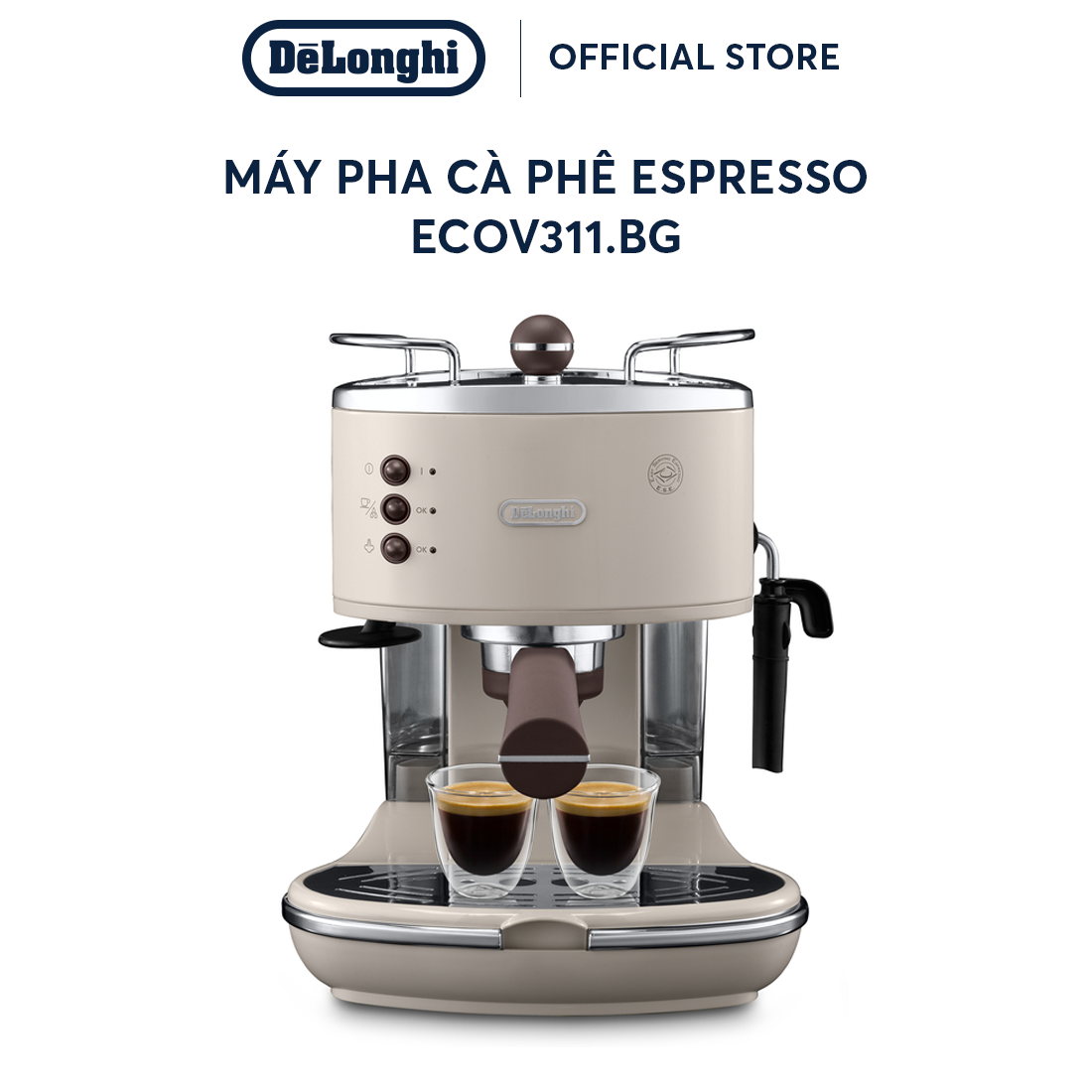 Máy Pha Cà Phê Espresso DeLonghi ECOV311 – 15 bar áp suất cao, bọt sữa béo mịn – Phong cách Retro Ý