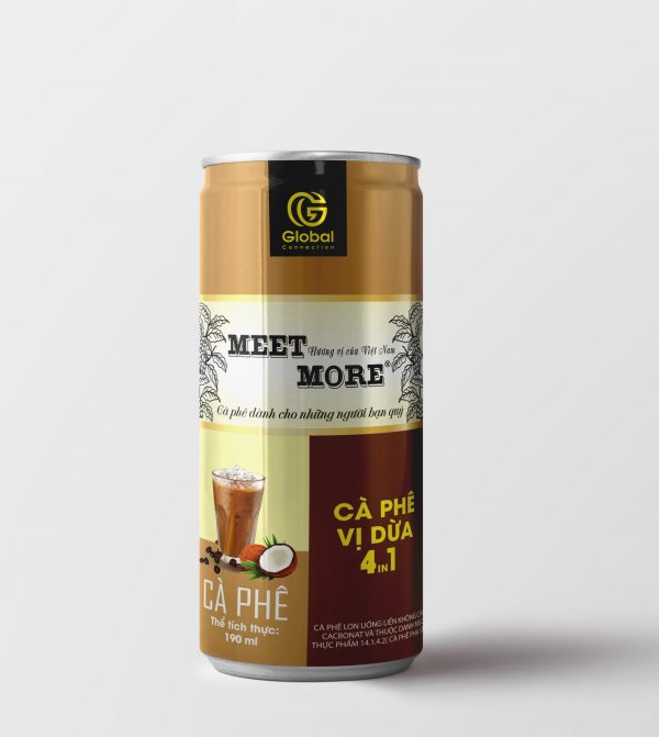 Lốc 6 lon cà phê hòa tan vị dừa Meet More 190g