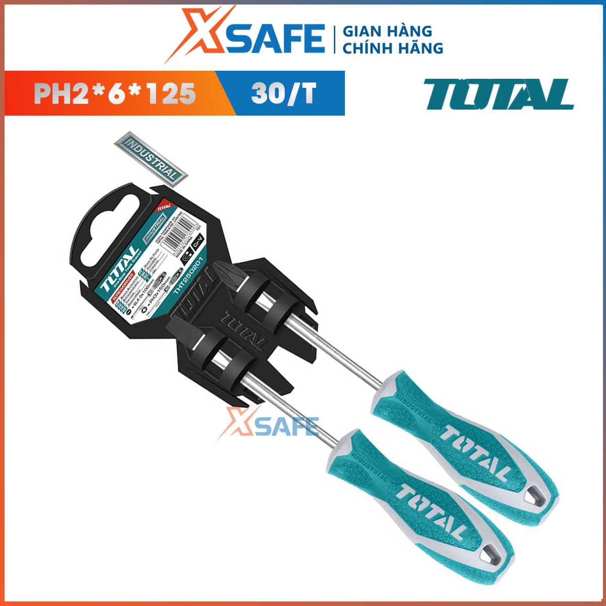 Set of 2 screwdrivers total THT250201 screwdriver set 2 detailed material cr-v, round nose, plastic coated handles, rubber has the plasticity, emery, glove grip, anti-slip soles genuine delivery xsafe