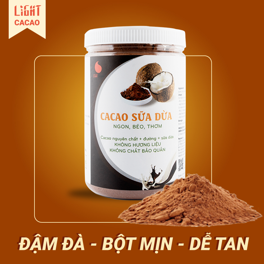 HCMBột Cacao sữa dừa Light Coffee vị béo thơm đậm đà không hương liệu an